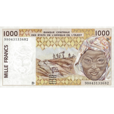 P411Dh Mali - 1000 Francs Year 1998